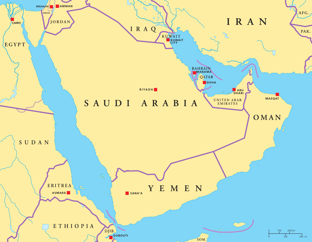 Middle East map GCC region on Middle East map